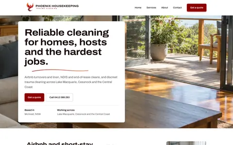 Homepage of Phoenix Housekeeping