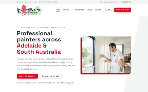 Homepage of SA Painting Professionals